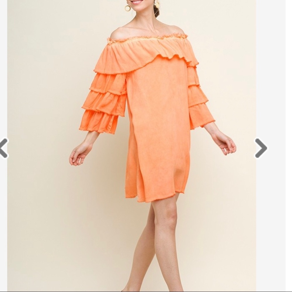 Puffy Sleeve Peach Dress Great for Easter